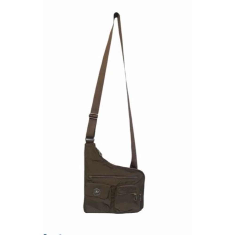 Baggallini Taupe Crossbody Sling Shoulder Bag Messenger Travel Pocket Handbag